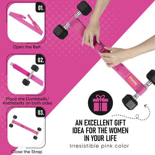 Breaking Limits Hip Thrust Belt for Dumbbells Heavy - Booty Belt - Hip Thrust Band - Hip Thrusting Belt for Dumbell, Kettlebells & Weights - Glute Bridge Weight Belt (Pink)