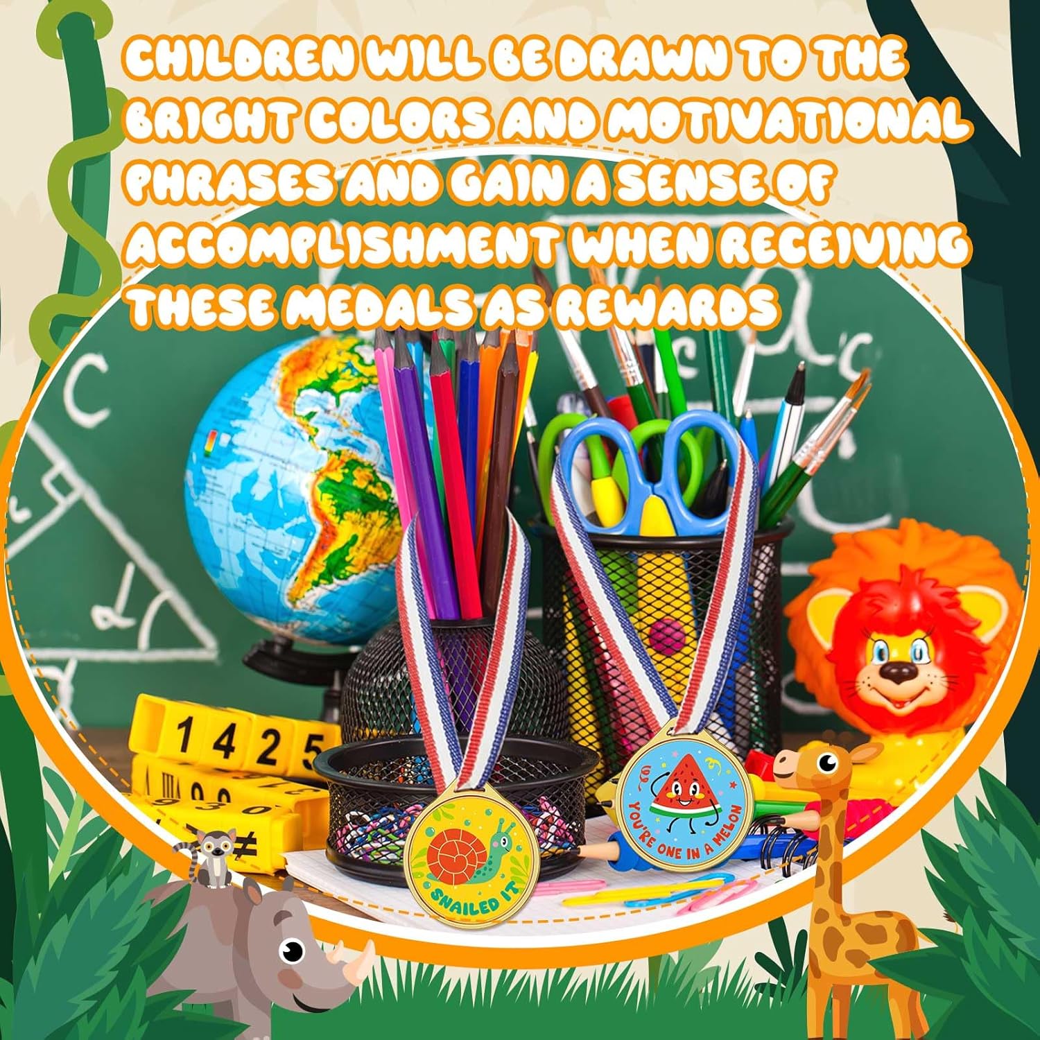 Skiennix Gold Plastic Award Medals - 36 Pcs Motivational Stickers for Kids | Perfect for Sports and Classroom Rewards