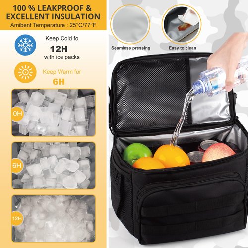 Tactical Double Deck Cooler Backpack for Men,Large Lunch Backpack with 2 Compartment,Soft Coolers Bag Water-Resistant Leak Proof Coolers Bag Beach Picnic