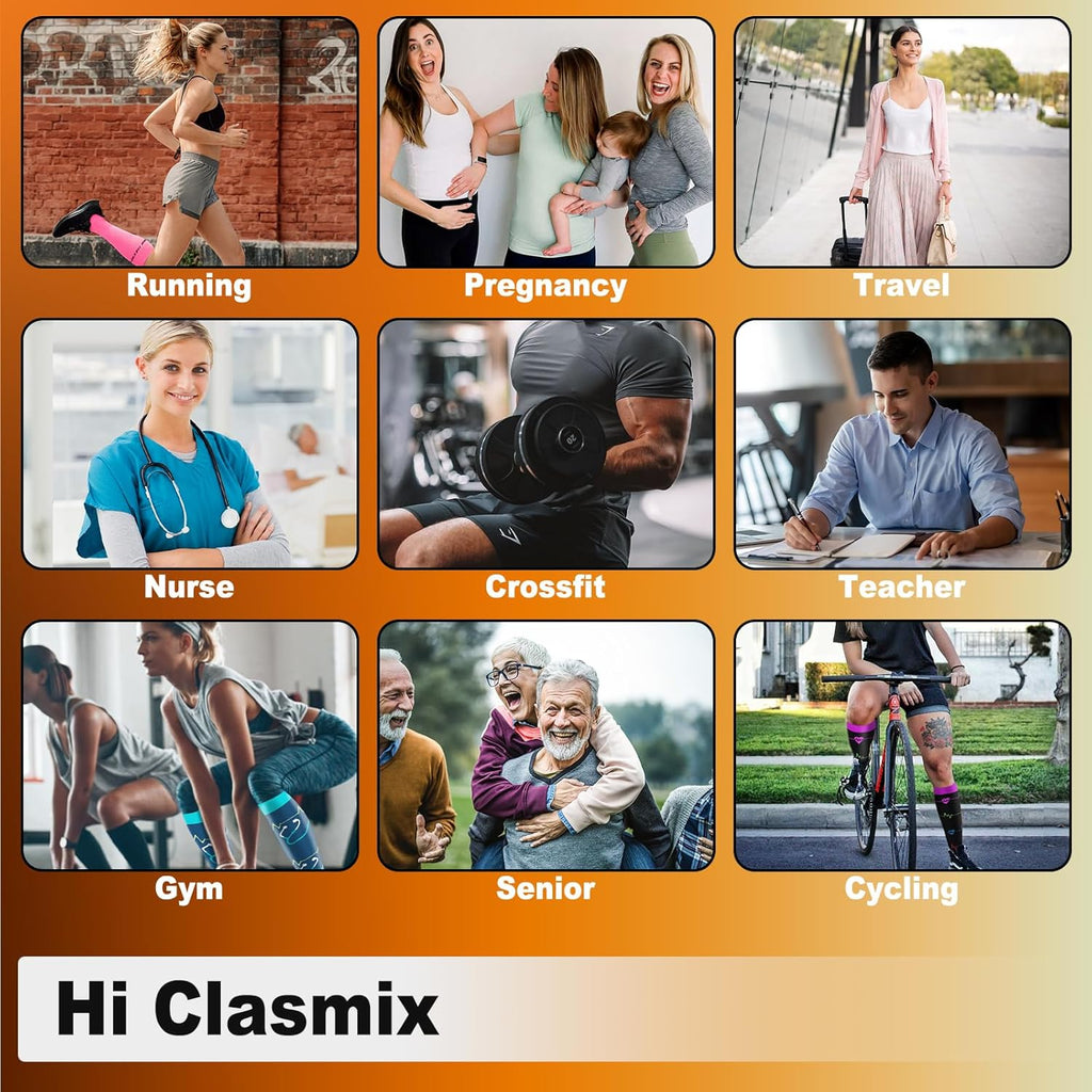 Skiennix Graduated Compression Socks - 20-30mmHg Knee High Support for Travel & Running