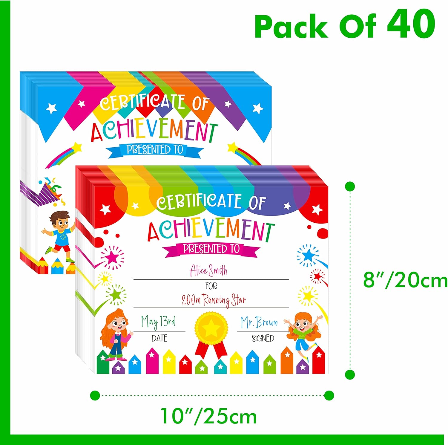 Regine Switzerland 40 PCS Preschool Diplomas - Colorful Achievement Certificates for Kids