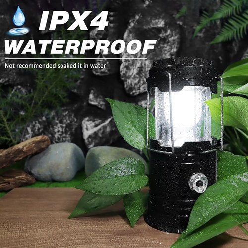 DIBMS Solar Camping Lantern - 4-Pack Collapsible LED & USB Rechargeable Emergency Lights | Ideal for Camping & Power Outages