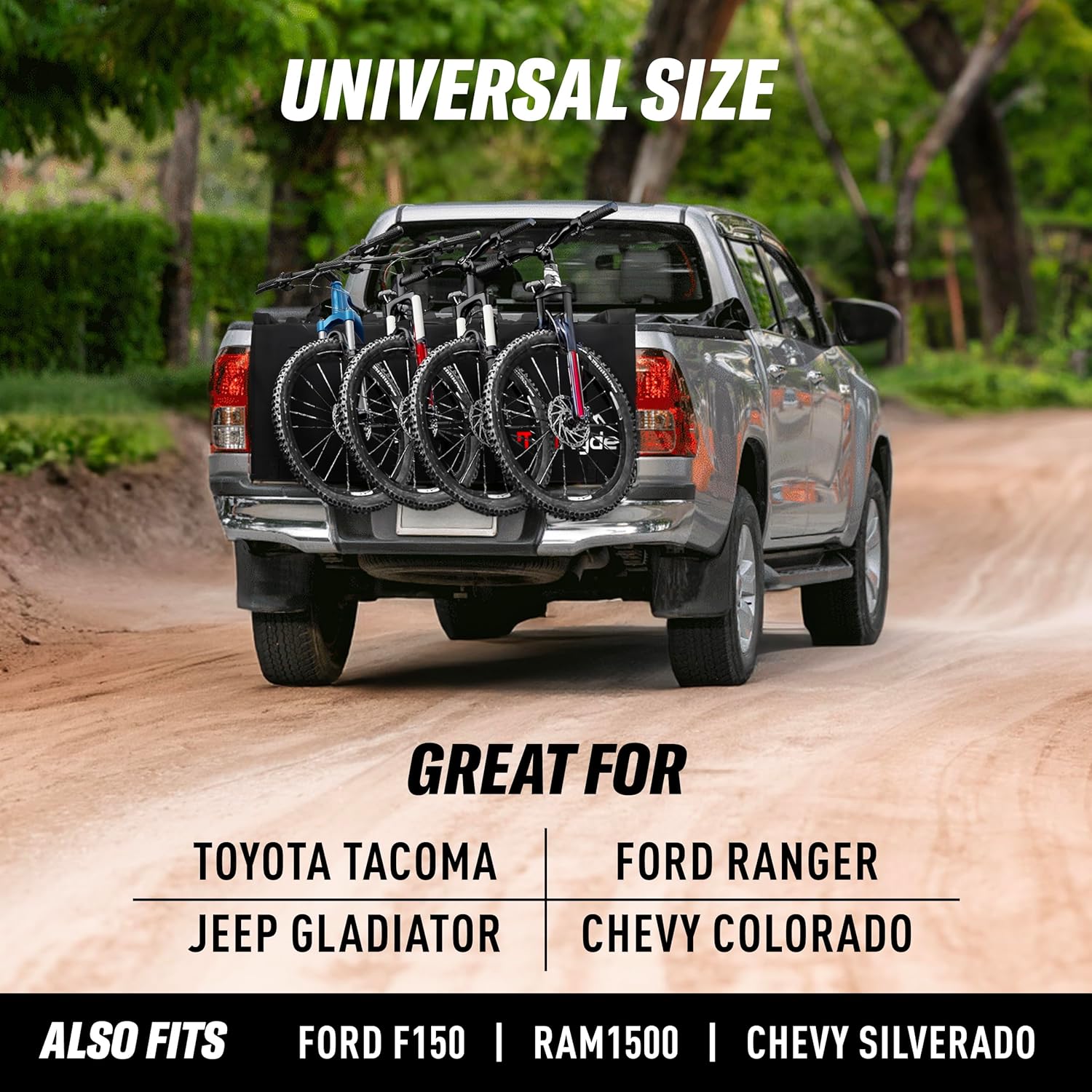 Truck Bike Tailgate Pad - 5-Bike Bed Rack Holder with Reversed Straps & Premium Metal Buckles