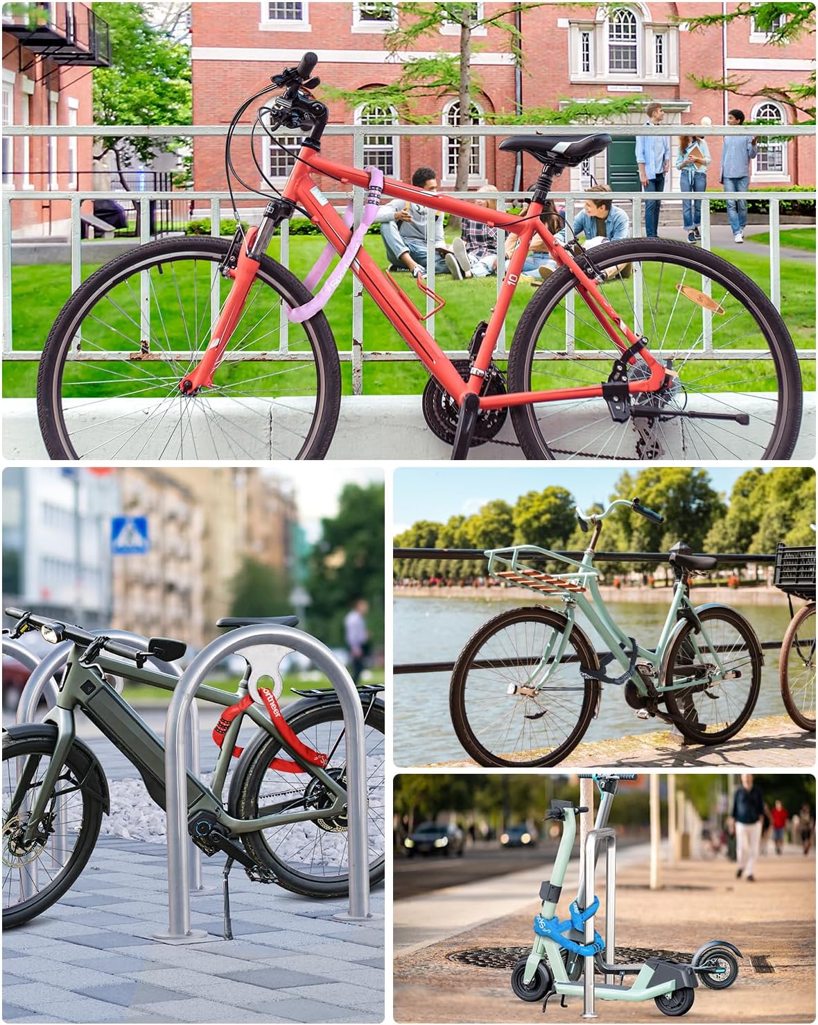 Sportneer Bike Lock - High Security 5-Digit Combination Chain Lock | 3.2/3.6/4ft Heavy Duty Keyless Design for Bikes, Motorcycles, Scooters & More - 4/6mm Thick, Easy to Use
