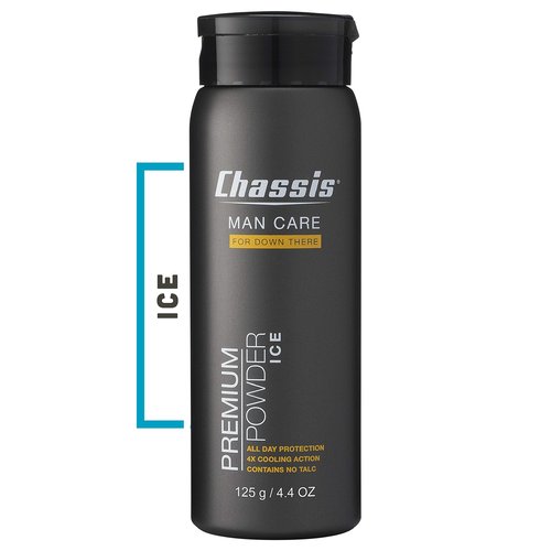 Chassis Ice Premium Body Powder for Men, Whole Body Deodorant, Odor-Absorbent, Talc-Free Anti-Chafing Powder for Groin & Sensitive Skin, Friction Defense & Odor Control, Original Fresh Scent