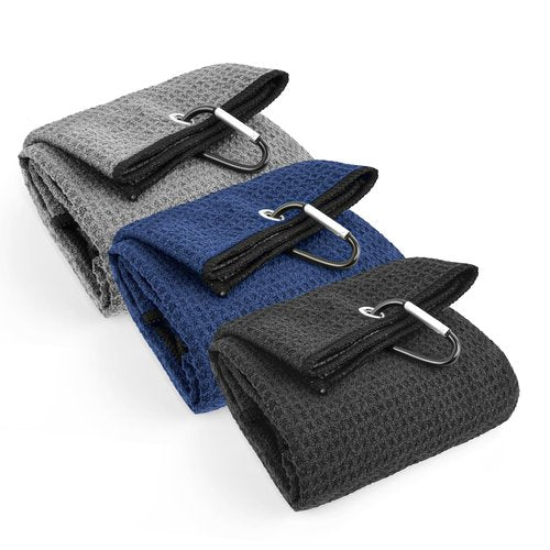 NUOYEE 3 Pack Golf Towel 16 X 24 Inches for Men Women Golf Bags,Microfiber Waffle Golf Club Cleaning Towels Rags(Large)