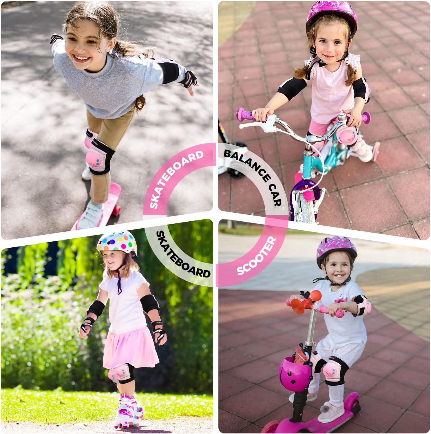 BOSONER Kids Protective Gear Set - Knee Pads, Elbow Pads & Wrist Guards for Ages 3-15 | Ideal for Roller Skating, Cycling & BMX
