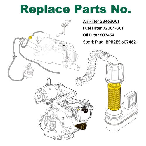 10L0L Golf Cart Tune Up Kit for EZGO RXV 2008-up & TXT 2010-up Gas Carts with Kawasaki Motor, Air Fuel Oil Filter 28463-G01, 72084-G01, 607454, Spark Plug 607462