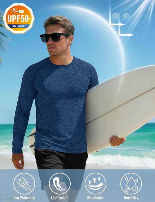 MAGCOMSEN Men's Long Sleeve Shirts - UPF 50+ Sun Protection | Dry Fit Athletic Fishing & Hiking Gear