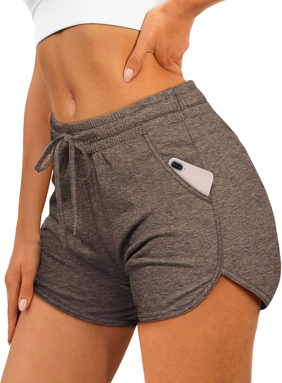 Aloodor Women's Athletic Dolphin Running Shorts - Comfortable with Pockets & Adjustable Drawstring