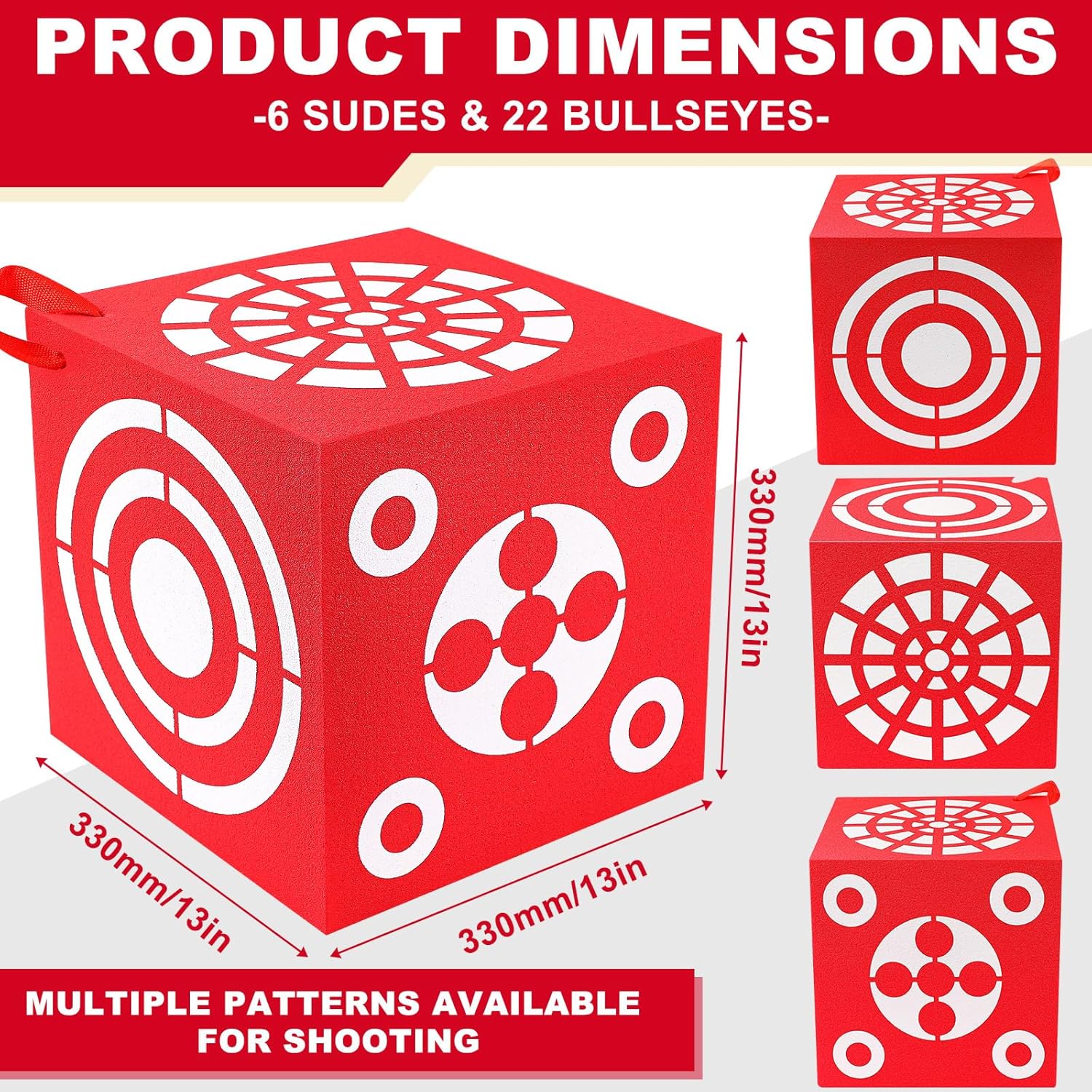 ShinyRelief 3D Foam Archery Target - Lightweight 6-Sided Dice Cube with Handle | 13 x 13 x 13 Inch