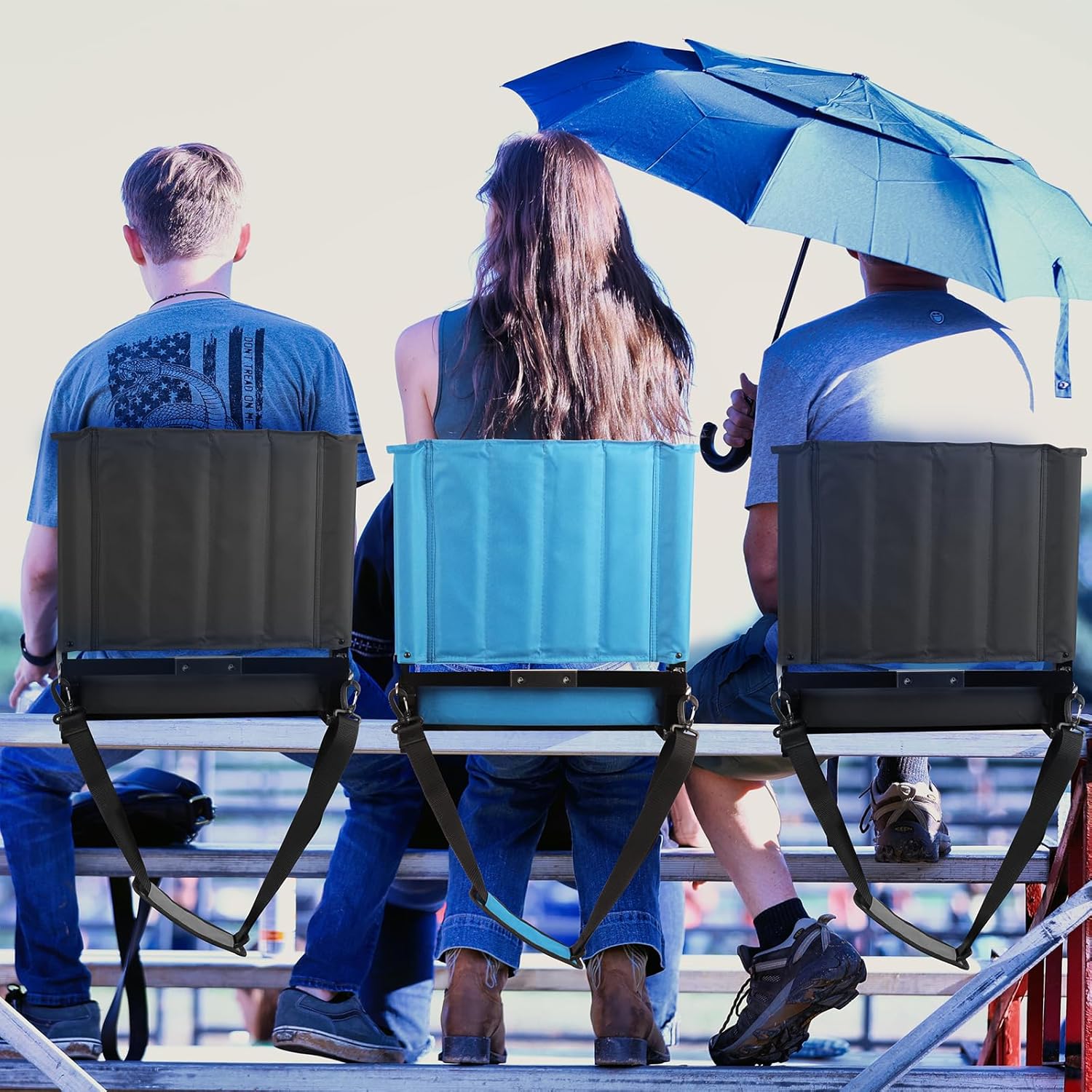 Regine Switzerland Stadium Seats - Portable Bleacher Chairs with Back Support & Comfy Cushion | Black