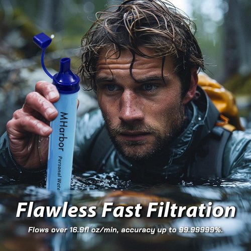 4 Pack Personal Water Filter Straws - Portable Survival Gear for Hiking, Camping & Travel