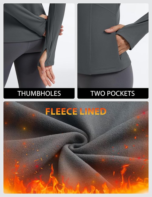 MathCat Thermal Shirts - Women's Fleece Lined Long Sleeve Base Layer for Winter Running Gear