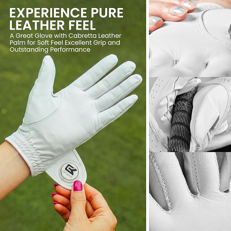 Women’s Golf Gloves with Magnetic Ball Marker – Pink, Left/Right Hand, Medium