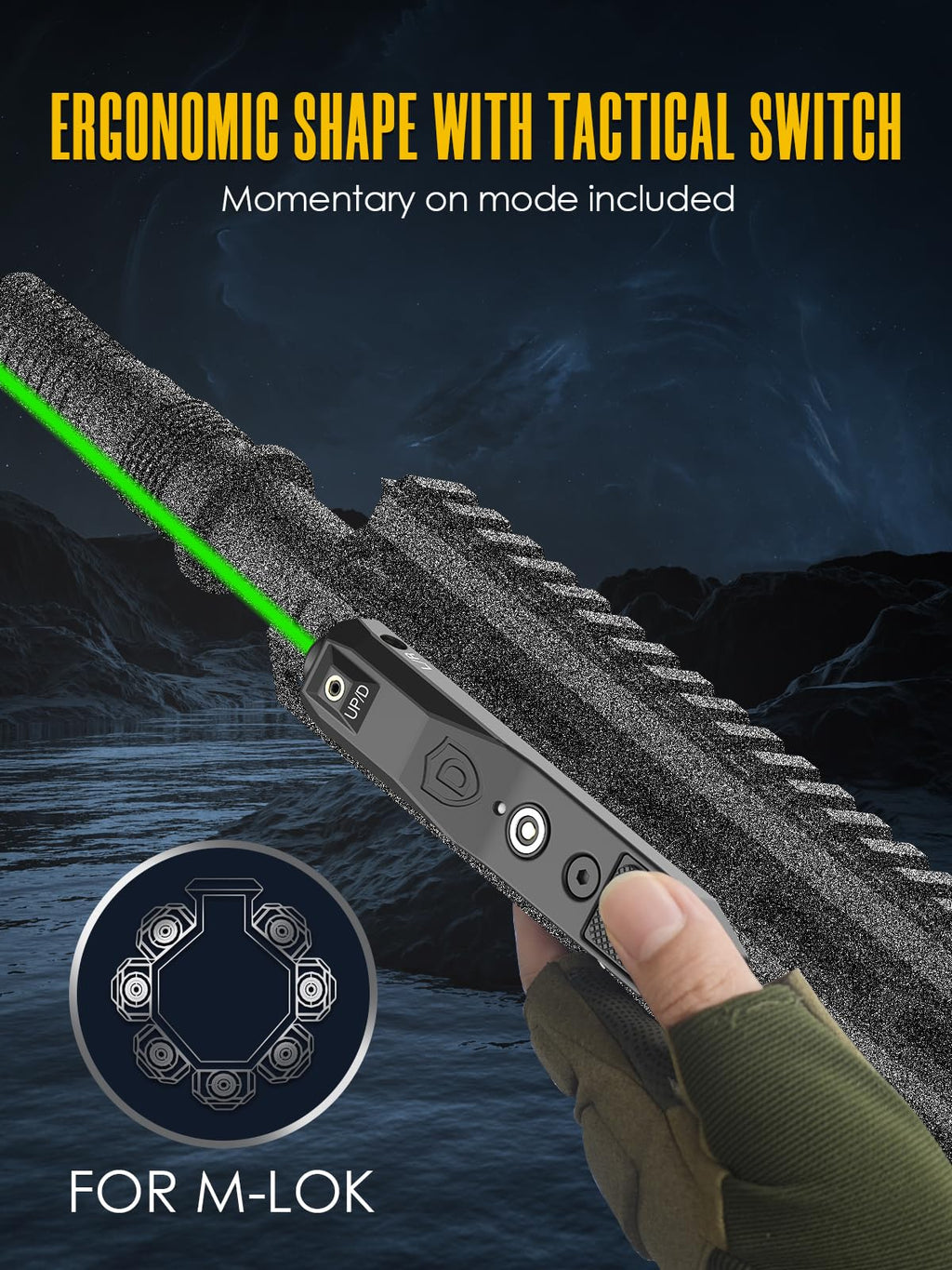 EZAIMING Low Profile Green Rifle Laser Sight for Mlok Rail