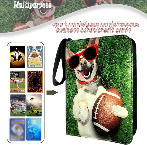 Football Card Binder - 400 Pocket Trading Card Holder with 50 Removable Sleeves & Zipper