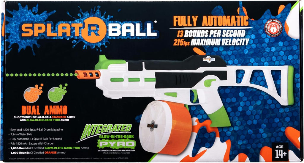SplatRball Gel Ball Blaster Kit - 1200 Pyro Glow-in-the-Dark Water Beads | Shoots Up to 225 FPS
