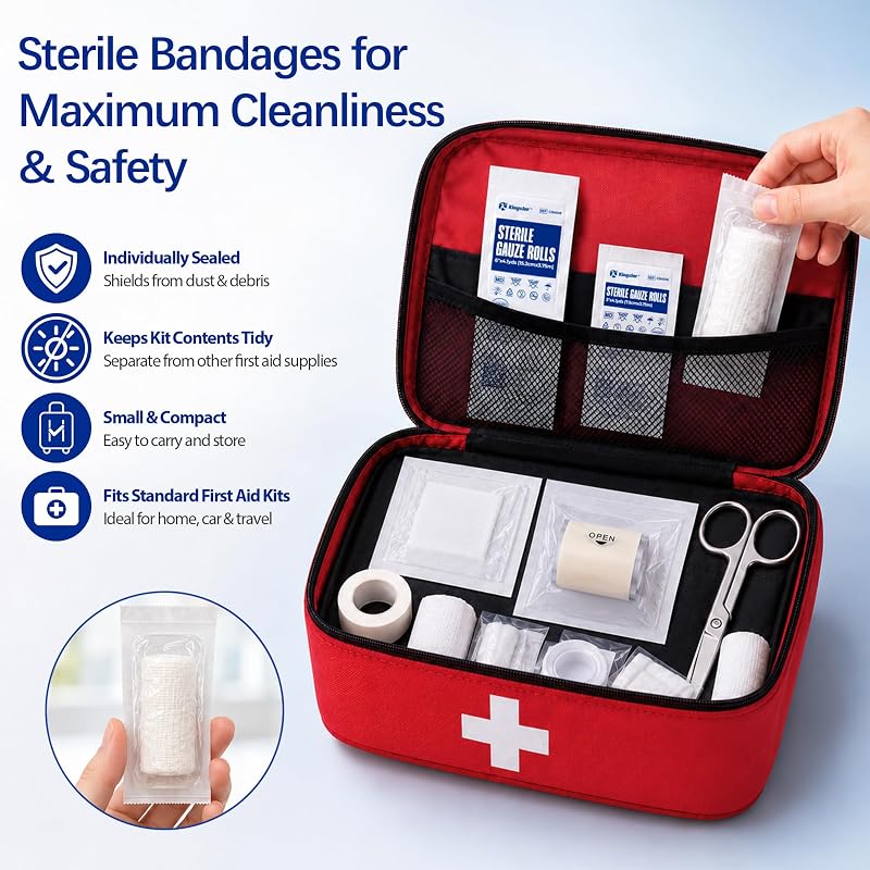 Sterile Gauze Roll 6 in x 4.1 yd (6 Rolls) - Adhesive Free, Breathable First Aid Gauze