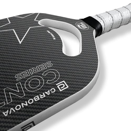 Carbonova Control Series Pickleball Paddle, Black Raw Carbon Fiber with White Grip, Designed in The USA, Professional Grade, 16mm