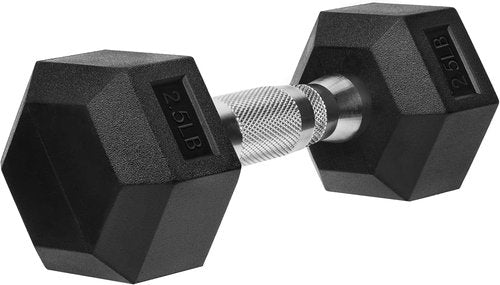 Hex | Rubber Coated Cast Iron Dumbbells - Black Free Weights for Home Workouts