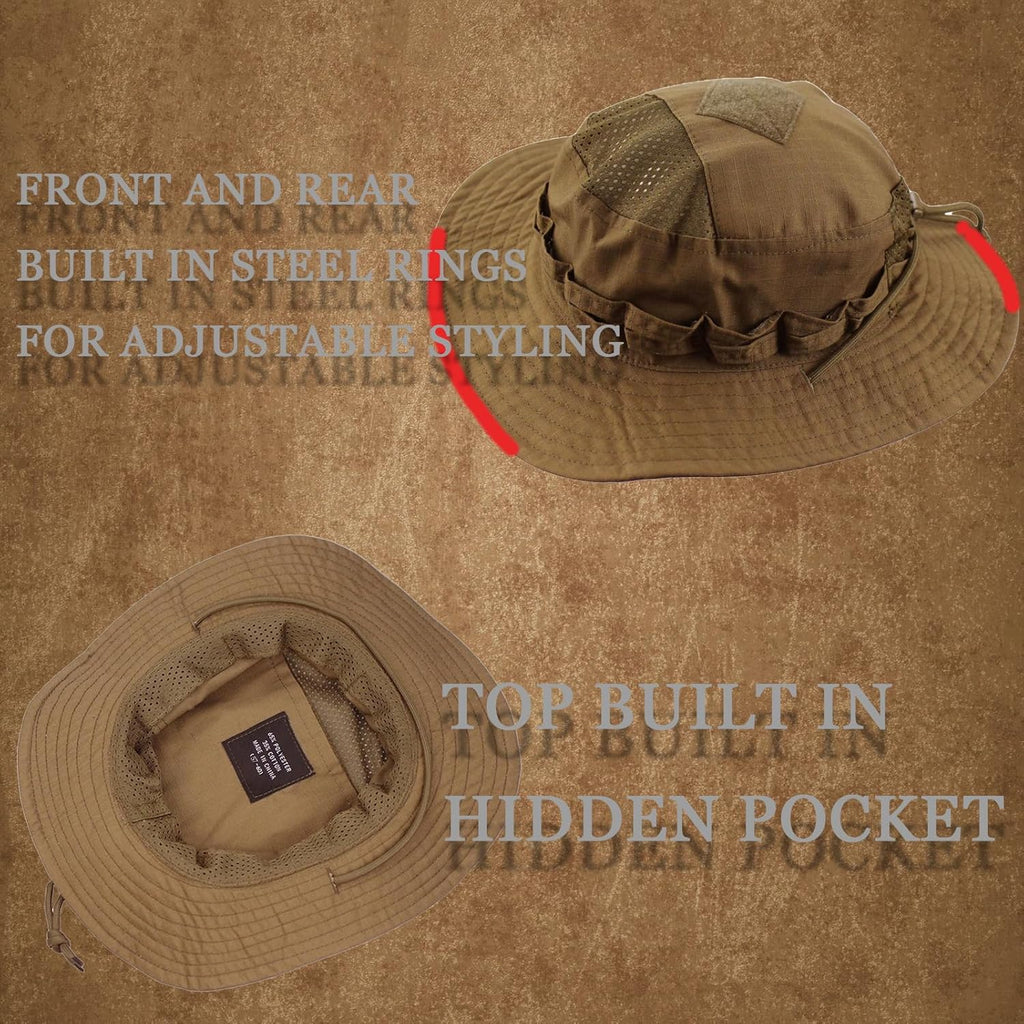 Sun Hat Breathable Boonie Hats for Men Women Fishing Safari Bucket Hat Cap Hunting Outdoor Hiking Camping