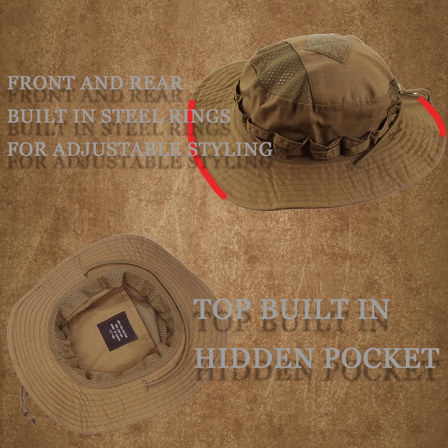 Sun Hat Breathable Boonie Hats for Men Women Fishing Safari Bucket Hat Cap Hunting Outdoor Hiking Camping