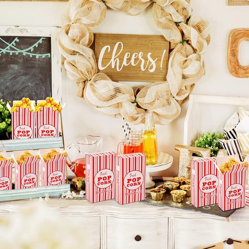 Bekith 100 Pack Popcorn Boxes - Close-Top Containers for Movie Nights & Parties