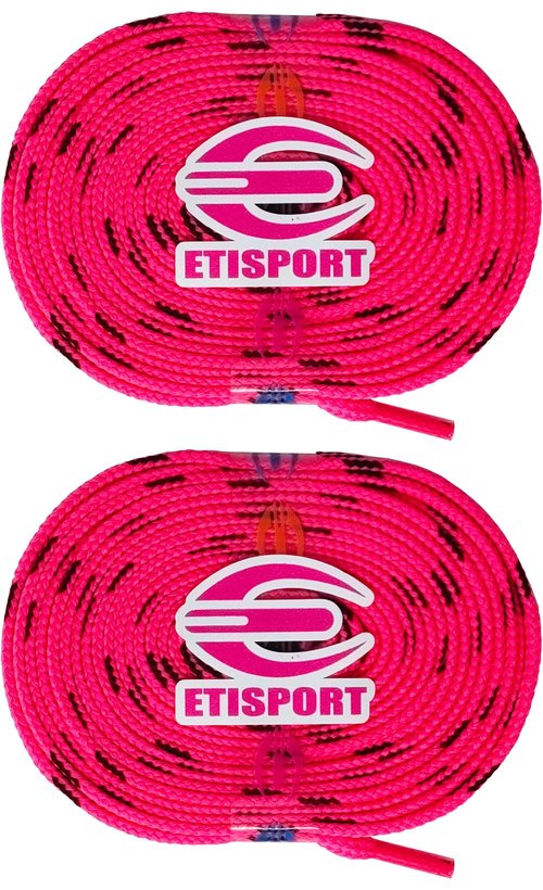 ETISPORT Pair of professional flat laces, for hockey, ice boots, line on wheels. Resistant. Length 3 m - 118in each. (Neon Pink)