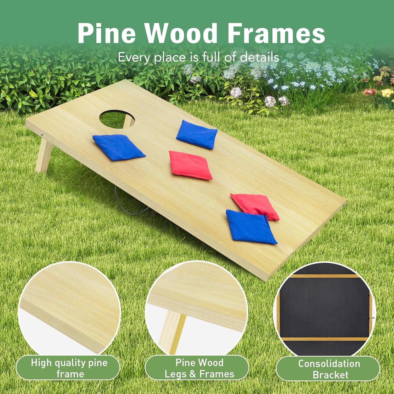 Regulation Cornhole Board Set - 4 Ft x 2 Ft Game with 8 Toss Bags & Carrying Case
