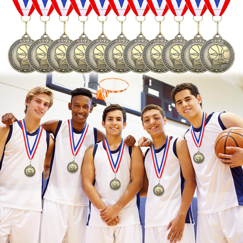 Remuuly Gold Award Medals - 60 Pcs 2 Inch Trophy Medals with Neck Ribbons for Sports Competitions
