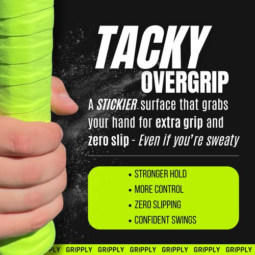 GRIPPLY Wacky Tacky Tennis Overgrips – 12 Pack Ultra Sticky, Non-Slip, Sweat-Proof Racquet Grip Tape Control – (12 Pack White)