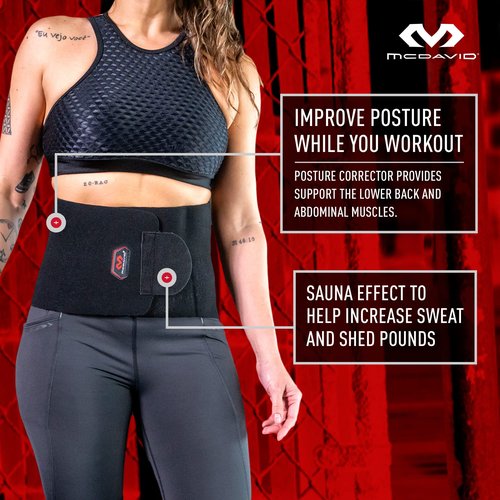 McDavid Sweat Band & Waist Trimmer Belt for Men, Back Support, Improves Posture During Workouts, Waist Trainer For Men