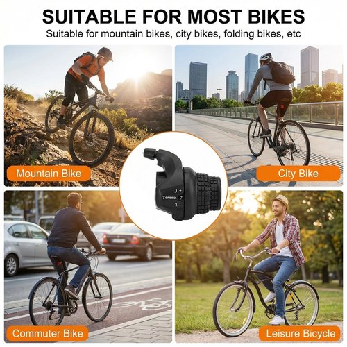 Tailcle Seven Speed Gear Shifter, Gear Shifter 7 Speed Bicycle Revoshift SL-RS25-7R Shift Lever Bicycle Twist Grip for MTB Folding Mountain Bike (RS25-7 Speed Shifter)