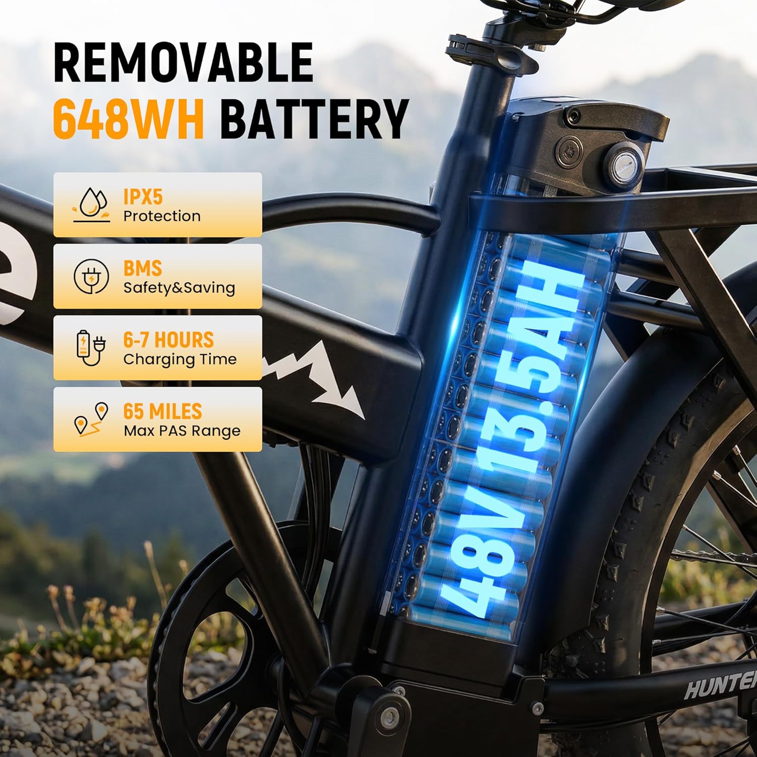 Qlife Hunter Foldable Electric Bike - 1200W Ebike with 48V Battery, 65-Mile Range & 20-Inch Fat Tires