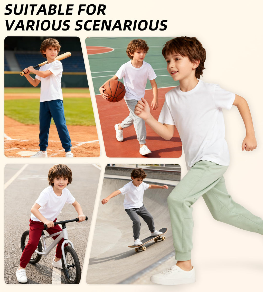 MERIDIANO 2 Pack Kids Sweatpants Athletic Outdoor Pants for Boys Girls Activewear Joggers with Pocket Size 11-12 Black & Charcoal