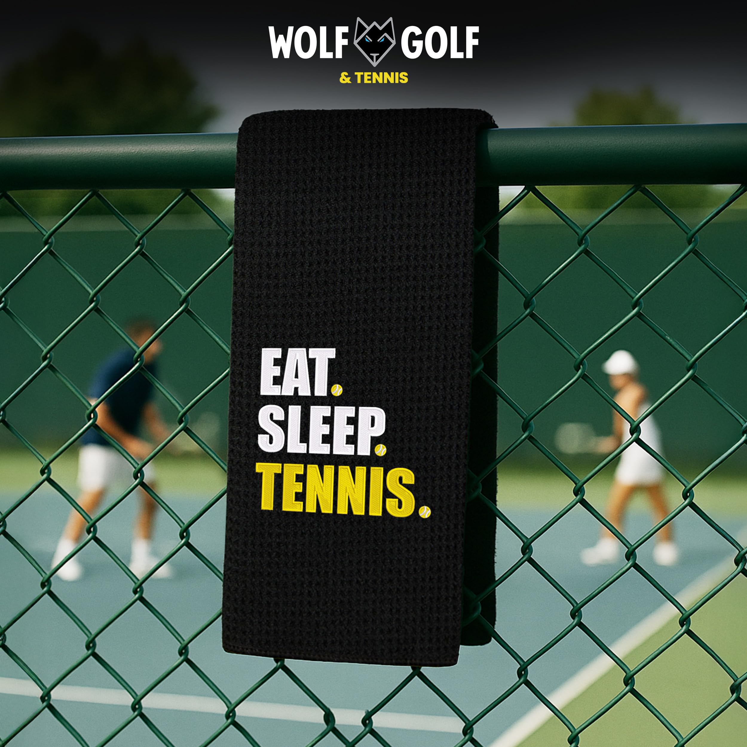 Tennis Towel | Eat Sleep Tennis Towel | Embroidered Tennis Towels for Men | Custom Tennis Towels for Women | Tennis Court Accessory | Tennis Gifts