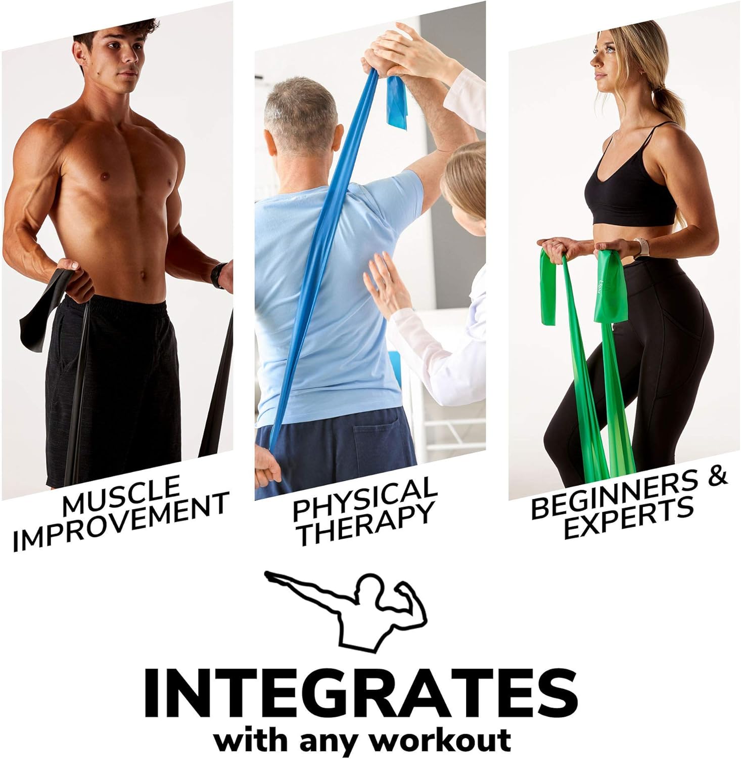 Skiennix Resistance Bands - 7Ft Long Latex-Free Workout Bands with Carry Pouch & Door Anchor