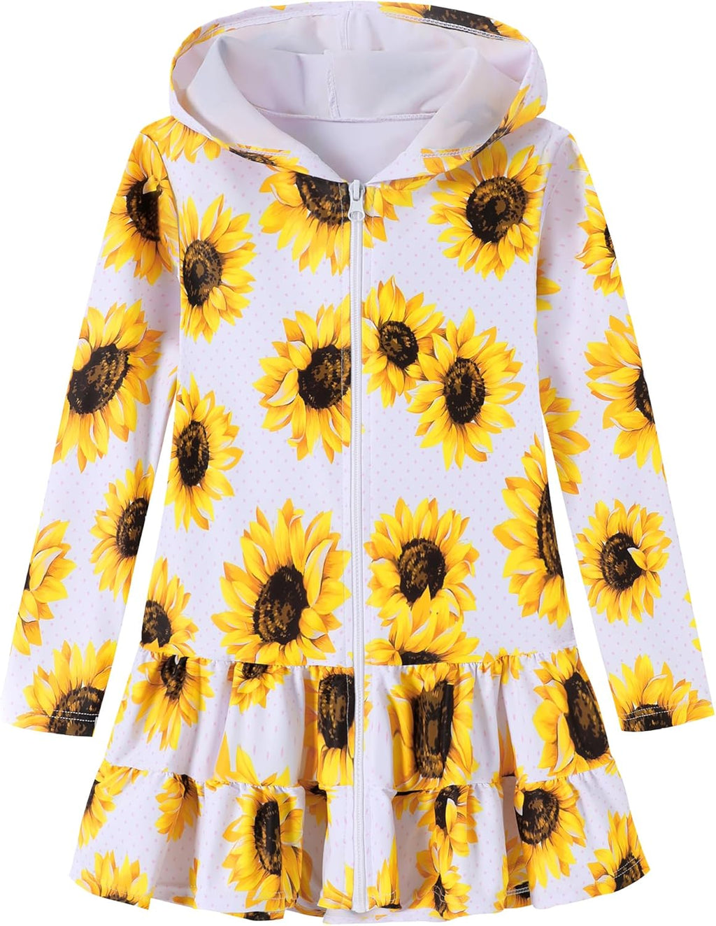 Skiennix Girls Swim Cover-Up Dress - Long Sleeve Hooded Bathing Suit Robe for Pool & Beach | Sizes 4-10Y