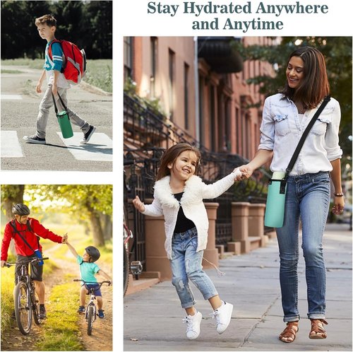 Nuovoware Insulated Water Bottle Carrier Bag - Premium Neoprene Sling Holder for 500ml/750ml/1000ml | Adjustable Strap for Hiking
