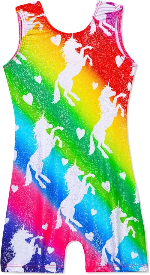Domusgo Gymnastics Leotards for Girls - Sparkly One-Piece Unitard with Shorts | Pro Fit