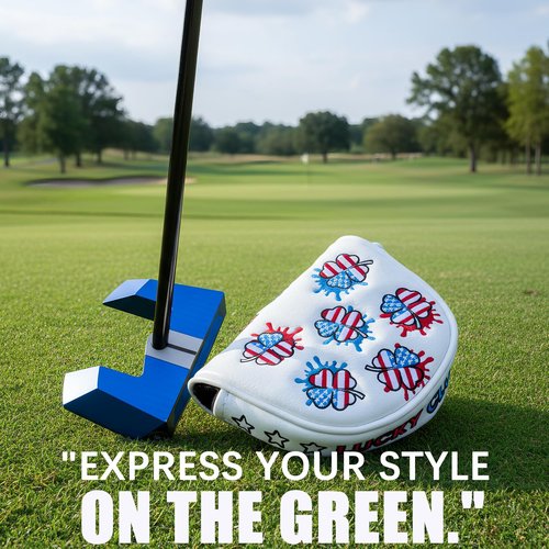Golf Mallet Putter, Magnetic Closure Premium Leather USA Lucky Clover Golf Club Head Covers Fits for Golf OZ1 MEZZ 1 MEZZ1 MAX Putter