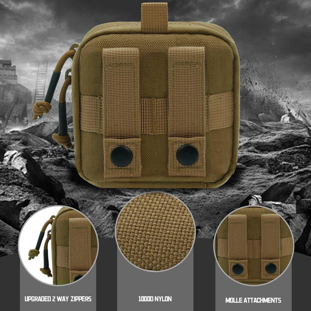 Upgrade Tactical Molle Admin Pouch - Laser Cut Design with Interior Divider | 4x4 Inches, Versatile Tool Bag