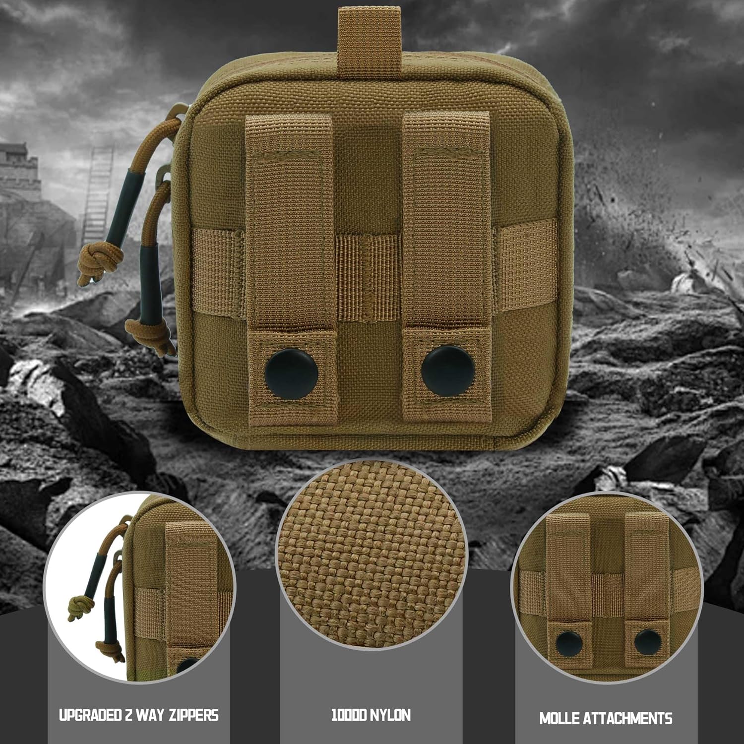 Upgrade Tactical Molle Admin Pouch - Laser Cut Design with Interior Divider | 4x4 Inches, Versatile Tool Bag