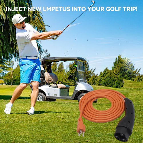 Golf Cart Charger Power Cord, Fits for Evolution ICON EV Golf Carts, 120V 3 Pin Charge Cable Assembly Replace 2.04.0620