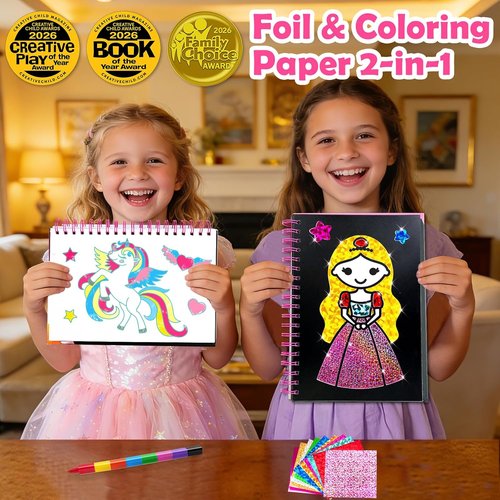 FunnyB&G Foil Art Crafts for Kids | Creative Birthday Gift for Girls Ages 4-8 - Perfect for Mother's Day
