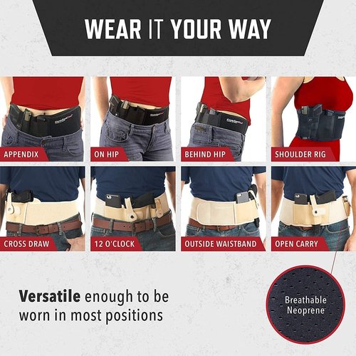 ComfortTac Belly Band Holster - Versatile Gun Holster for Men & Women | Fits Most Pistols & Revolvers