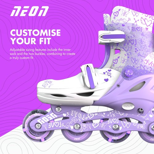 Yvolution Neon Skates, Inline Skates for Kids with LED Wheels, Adjustable Sizing (Purple, 3-6)