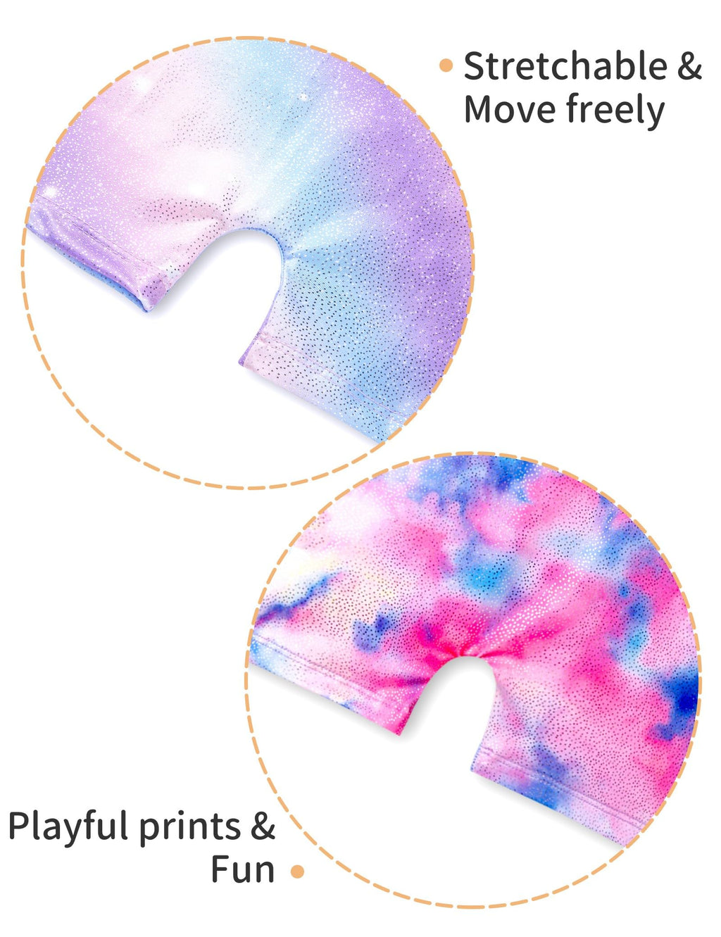 Nokecina Girls Gymnastics Leotards Size 6-7 Years Old 2 Packs Colorful Stars Sleeveless Biketard with Shorts