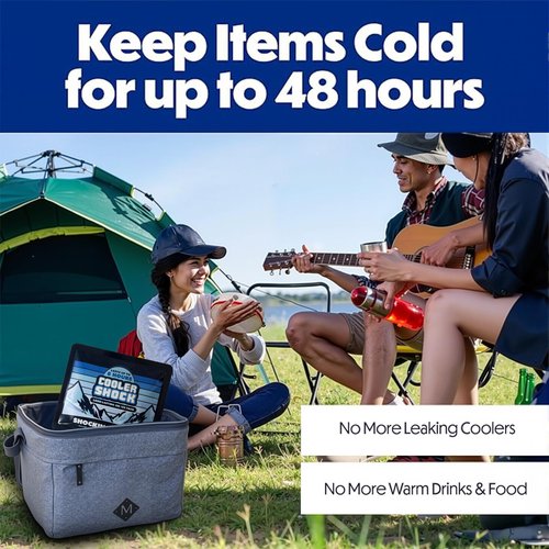 Cooler Shock Reusable Prefilled Ice Packs for Coolers & Lunch Boxes - Long Lasting Cold Freezer Packs for Lunchbox, Non-Toxic Gel Ice Pack for Camping, Lunch Bags, Road Trips, 2 Pack (6.5"x7.5")
